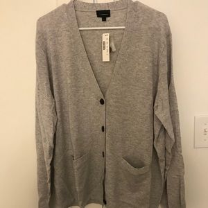 J.Crew Cashmere Boyfriend Pocket Cardigan Gray XL